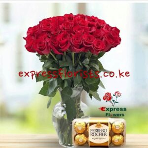 Red rose vase